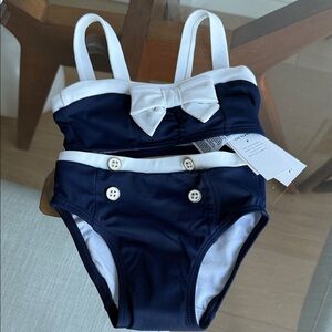 Janie and Jack Navy and White Kids Bikini